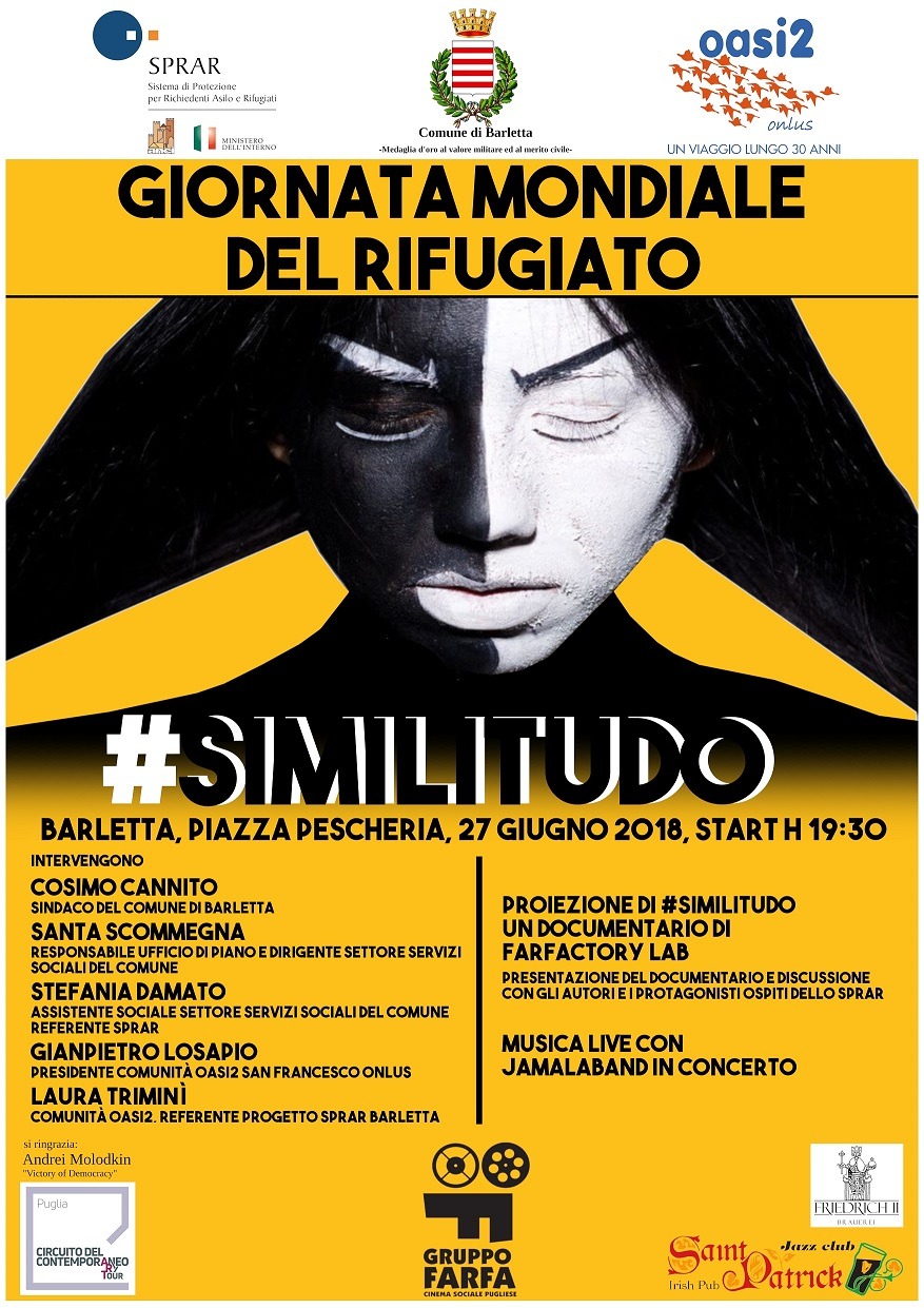Barletta, Giornata Mondiale del Rifugiato. Appuntamento con #Similitudo