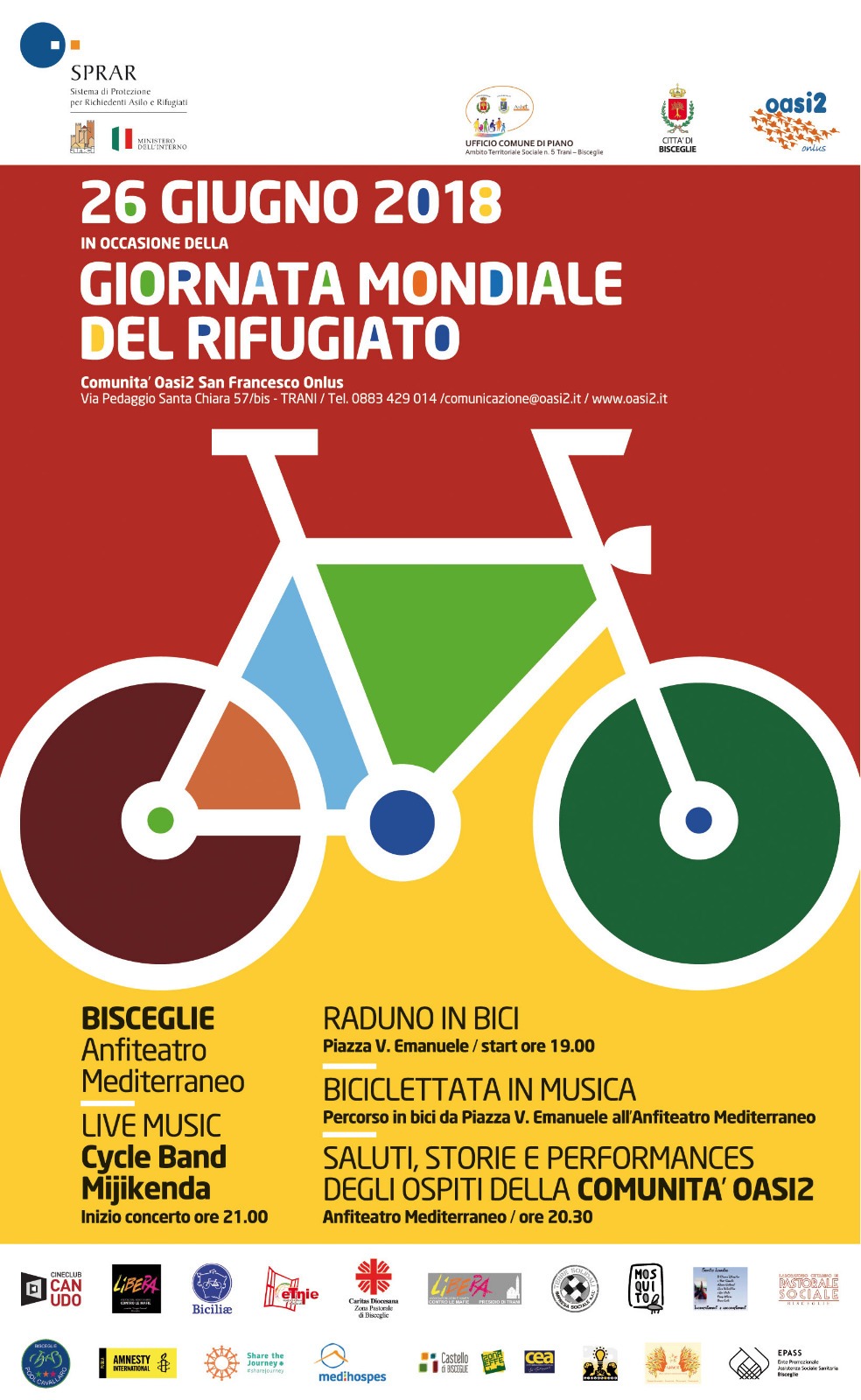 Bisceglie, biciclettata in musica per la Giornata Mondiale del Rifugiato