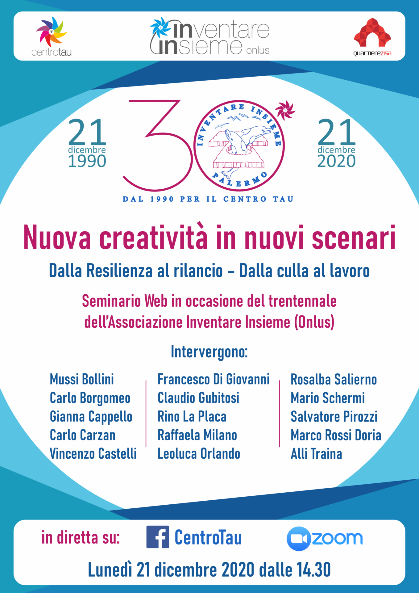 Seminario Web in occasione del trentesimo anniversario di fondazione dell’Associazione “Inventare Insieme (onlus)”