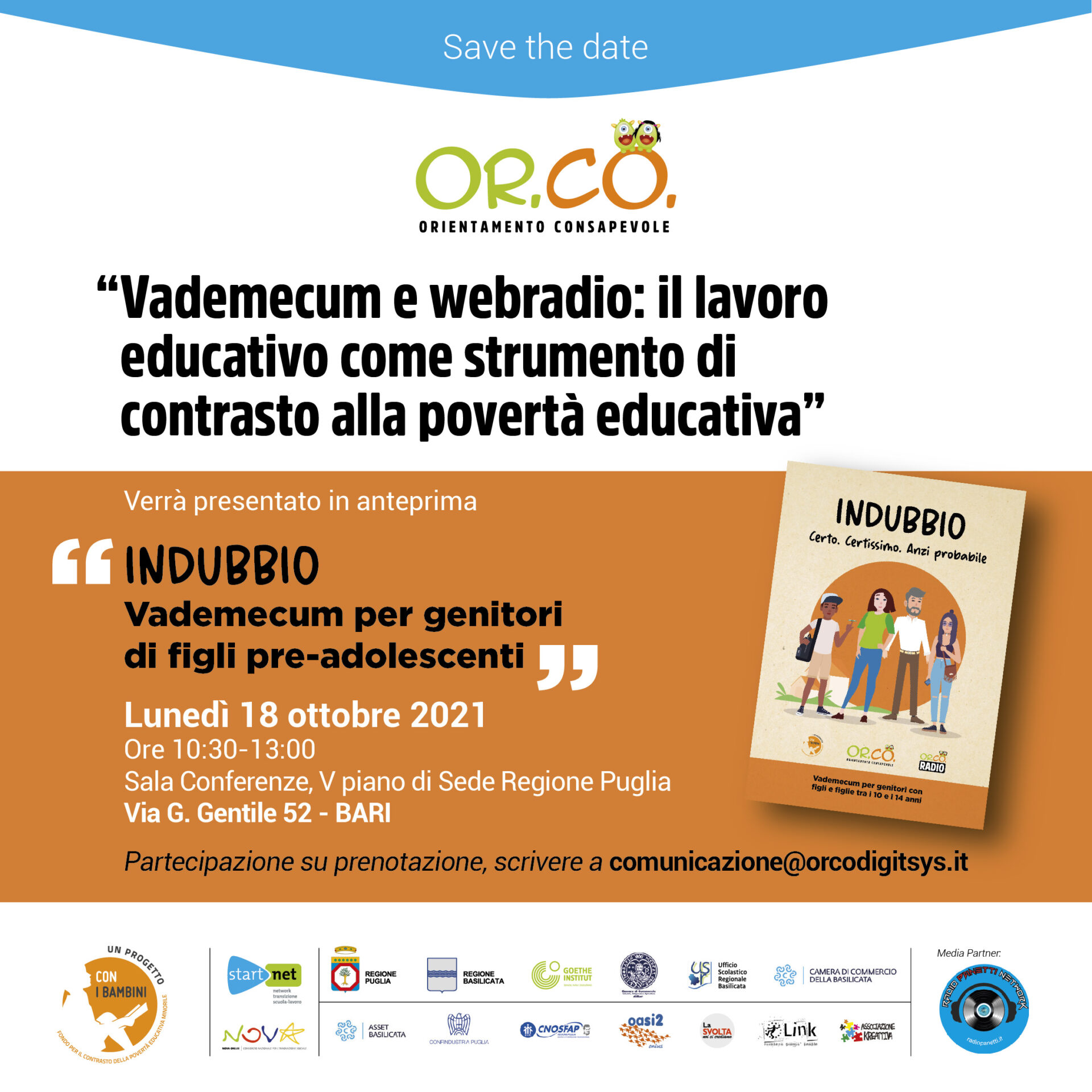 Media education e contrasto alla povertà educativa, il 18 ottobre incontro a Bari