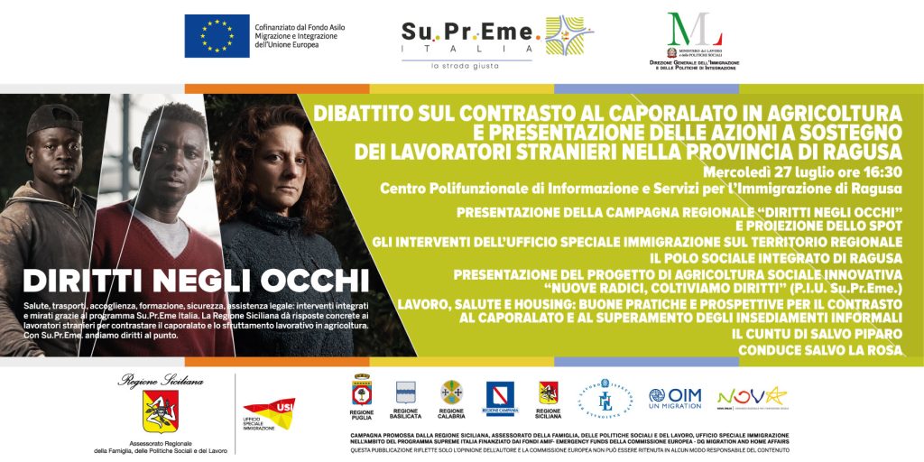 La campagna di contrasto al caporalato “Diritti negli occhi” a Ragusa