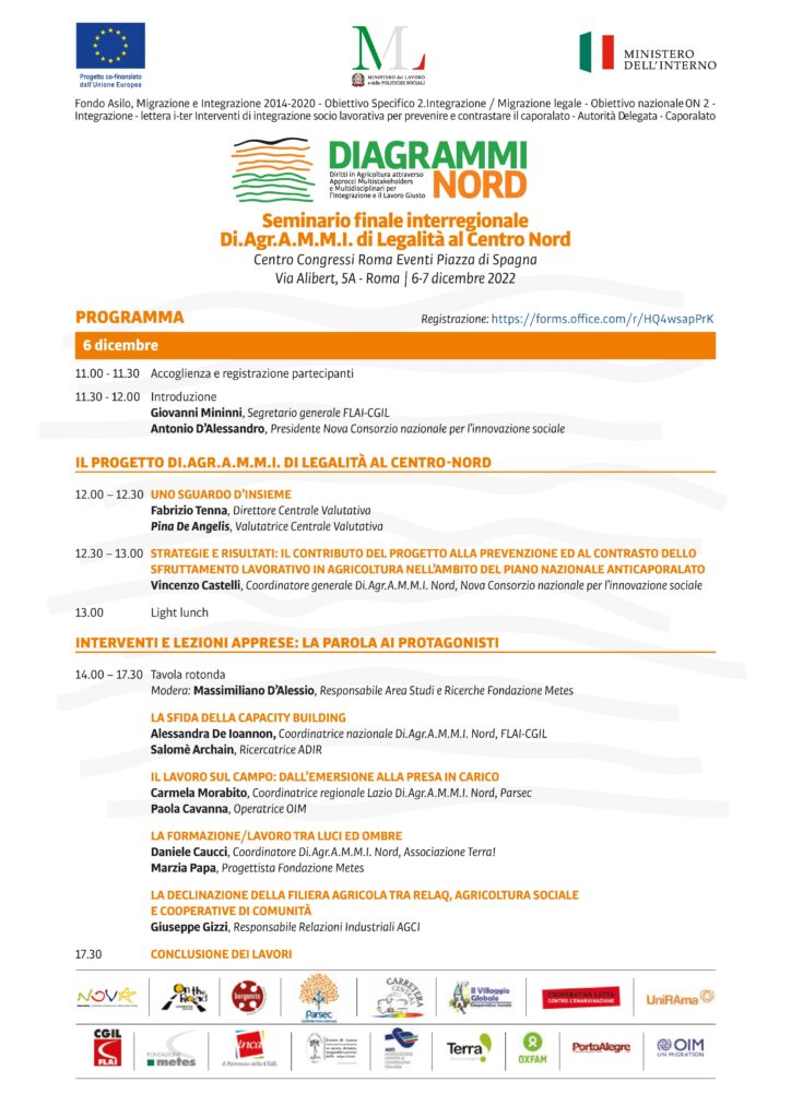 A Roma il 6 e 7 dicembre il seminario finale del progetto Diagrammi Nord