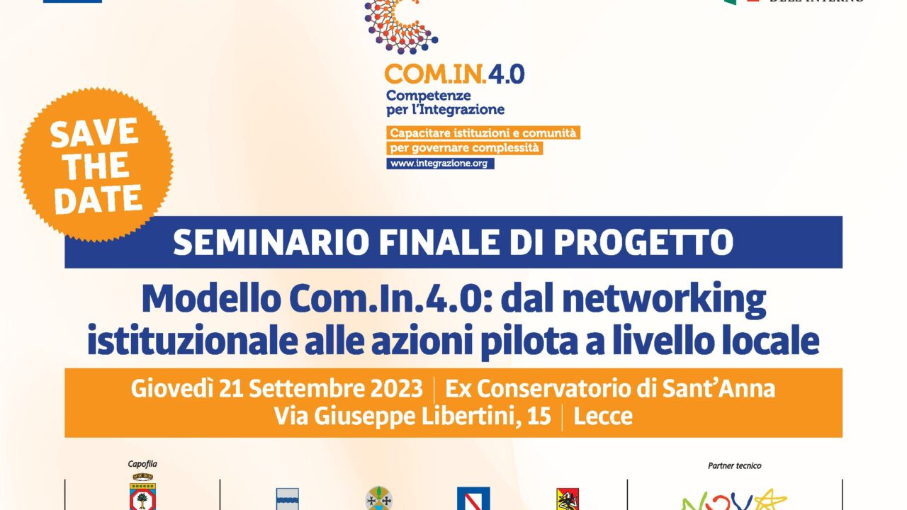 Giovedì 21 settembre a Lecce il seminario finale del progetto Com.In.4.0